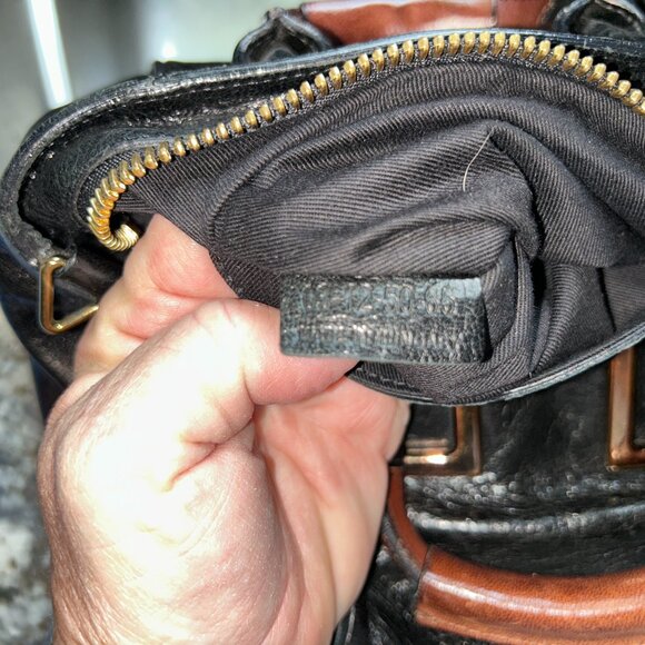 Chloe Mini Ethel Satchel Bag, Black/Brown 2 tone handle - Picture 7 of 7